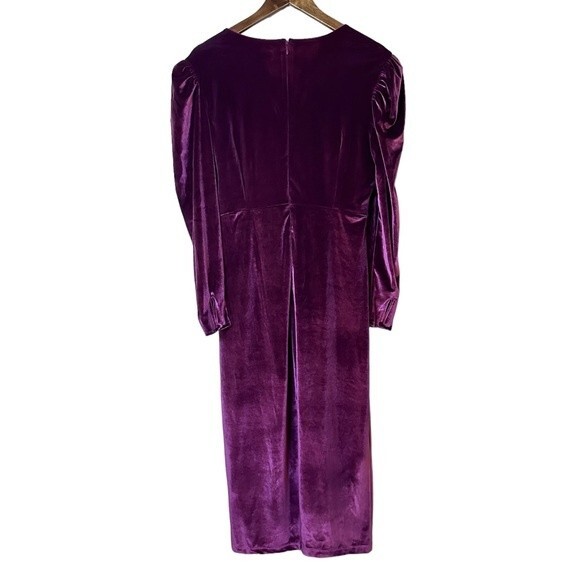 Rachel Parcell Purple Midi Dress Long sleeve stretch velvet sheath Sz Large - Picture 5 of 13